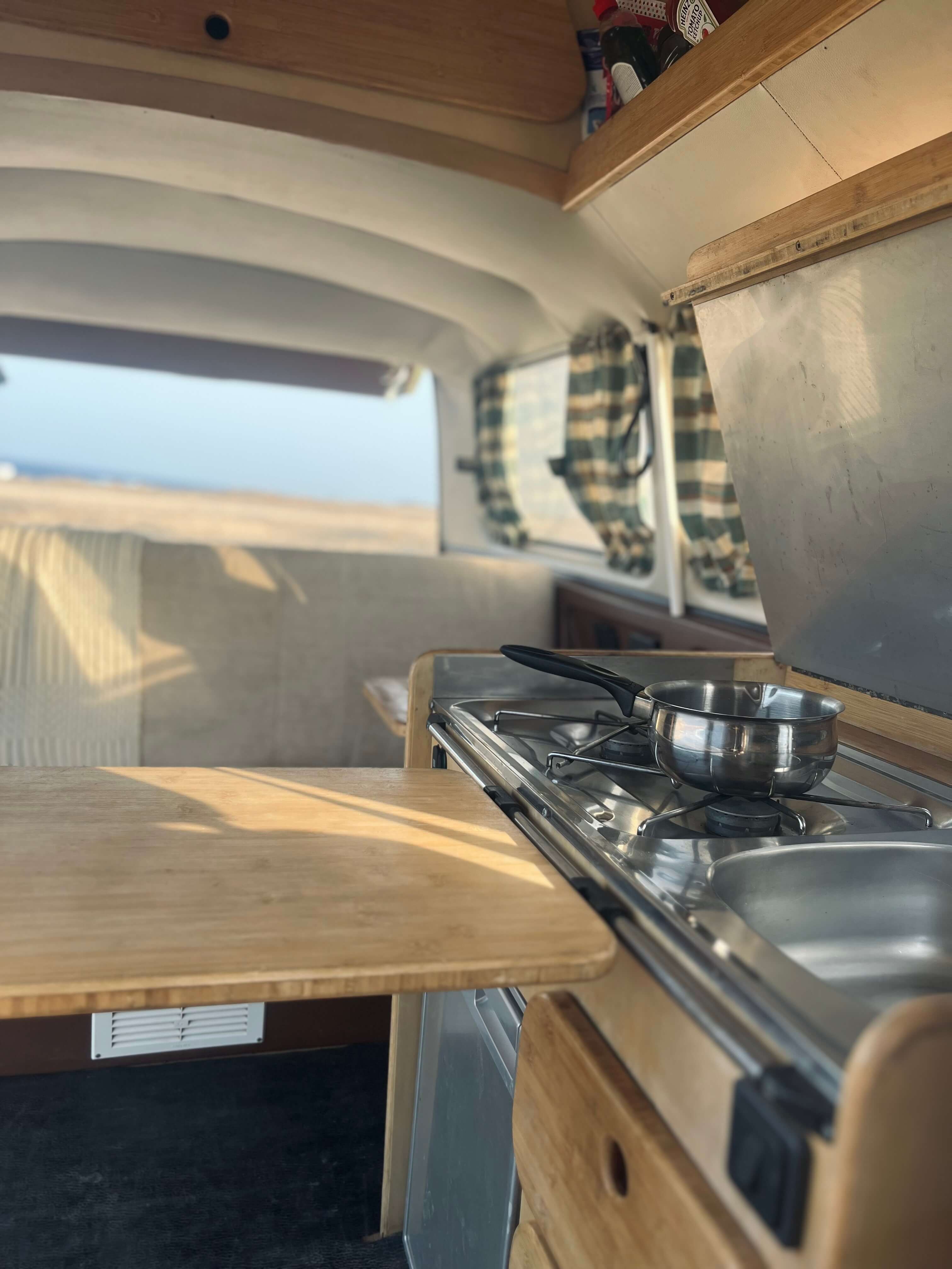 Matcha camper – interior kitchen area